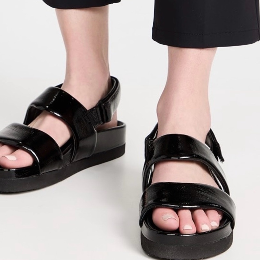 Vince Gemini Black Patent Sandals Size 7 - Picture 2 of 5